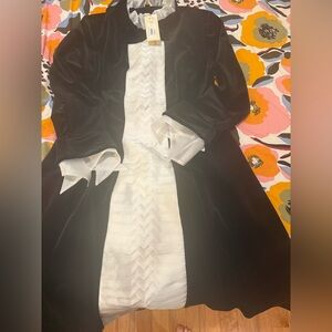 NWT Carlucci Velvet Black and White Tuxedo Dress Size 14
